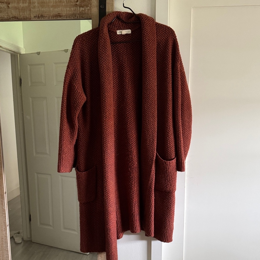 VICI Women’s Open Front Long Knit Cardigan Sweater - Rust